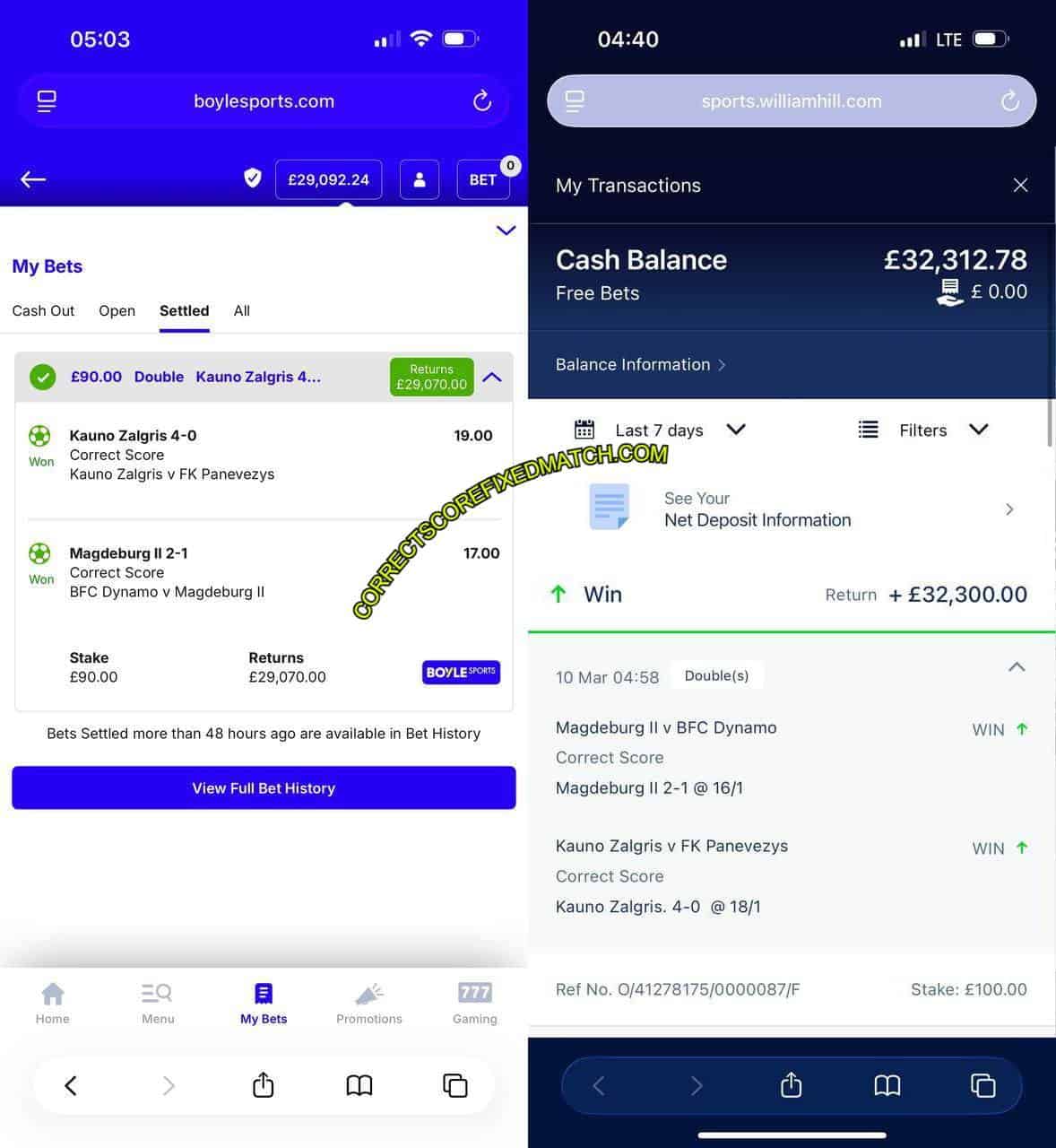 BOYLE SPORTS CORRECT SCORE FIXED MATCH BOYLE SPORTS CORRECT SCORE FIXED MATCH