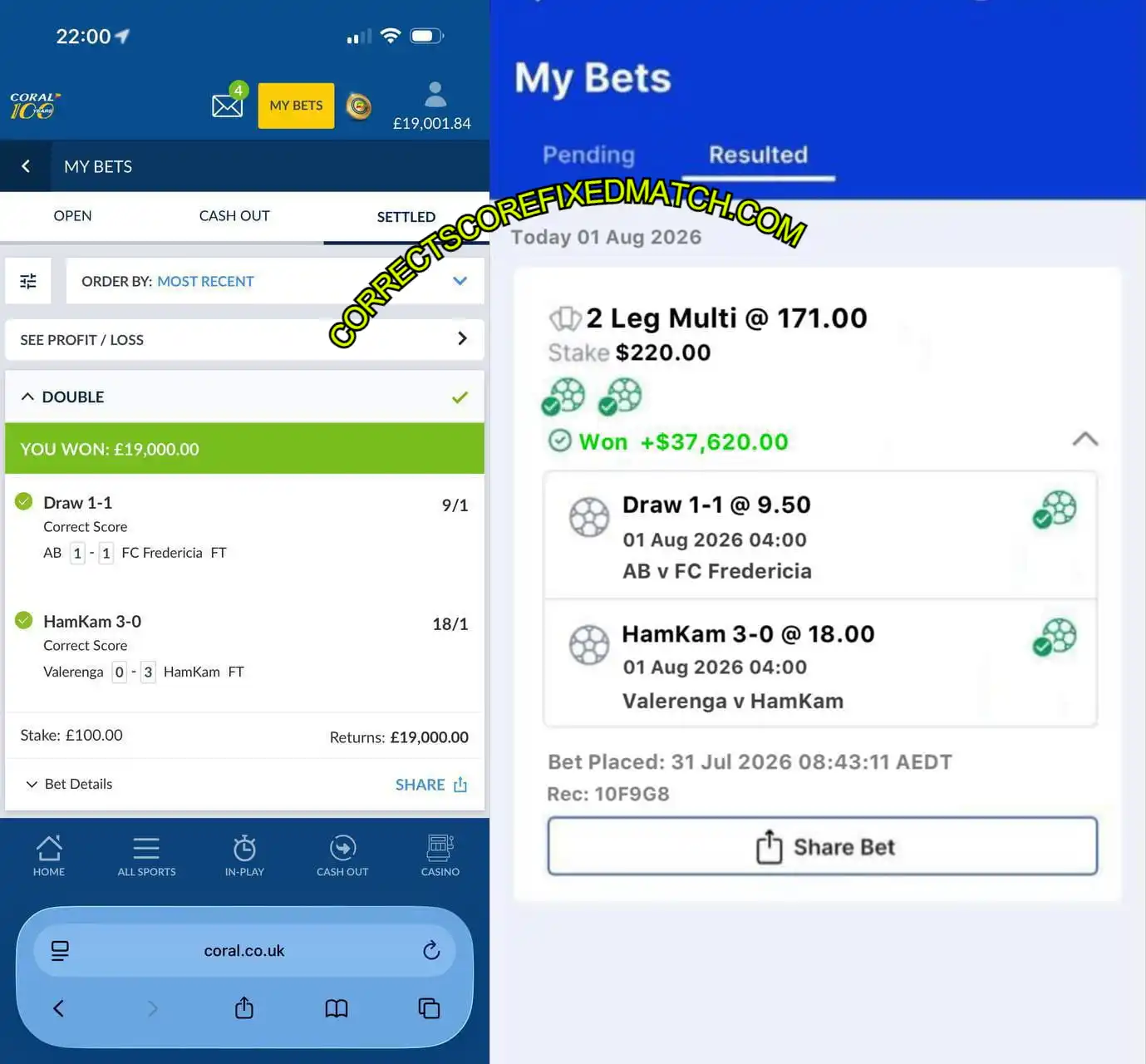 CORAL CORRECT SCORE FIXED MATCH TIPS CORAL CORRECT SCORE FIXED MATCH TIPS