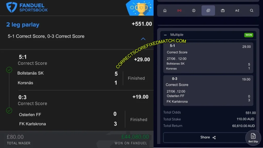 FANDUEL CORRECT SCORE FIXED MATCHES FANDUEL CORRECT SCORE FIXED MATCHES