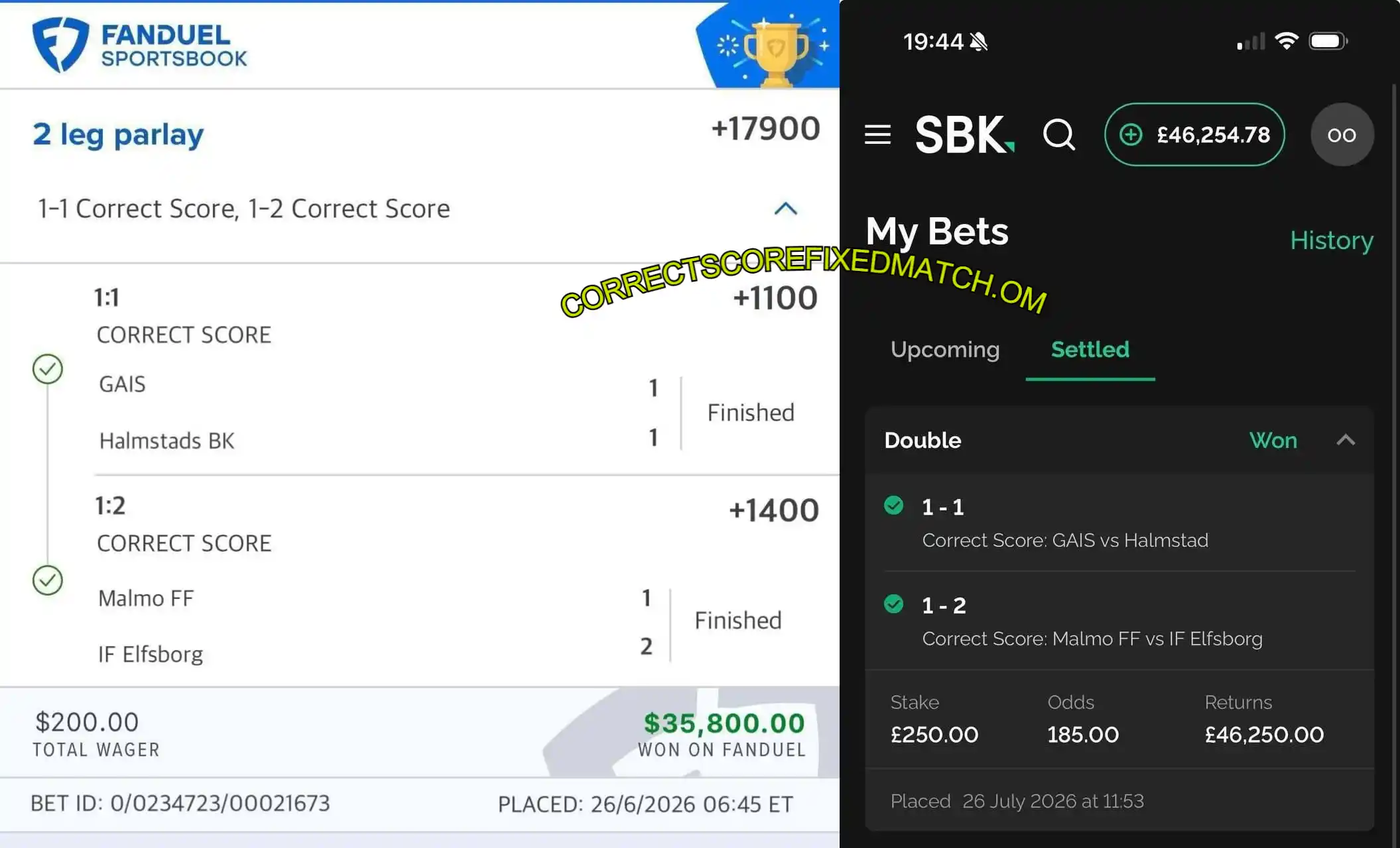 FANDUEL SOCCER CORRECT SCORE MATCHES FANDUEL SOCCER CORRECT SCORE MATCHES