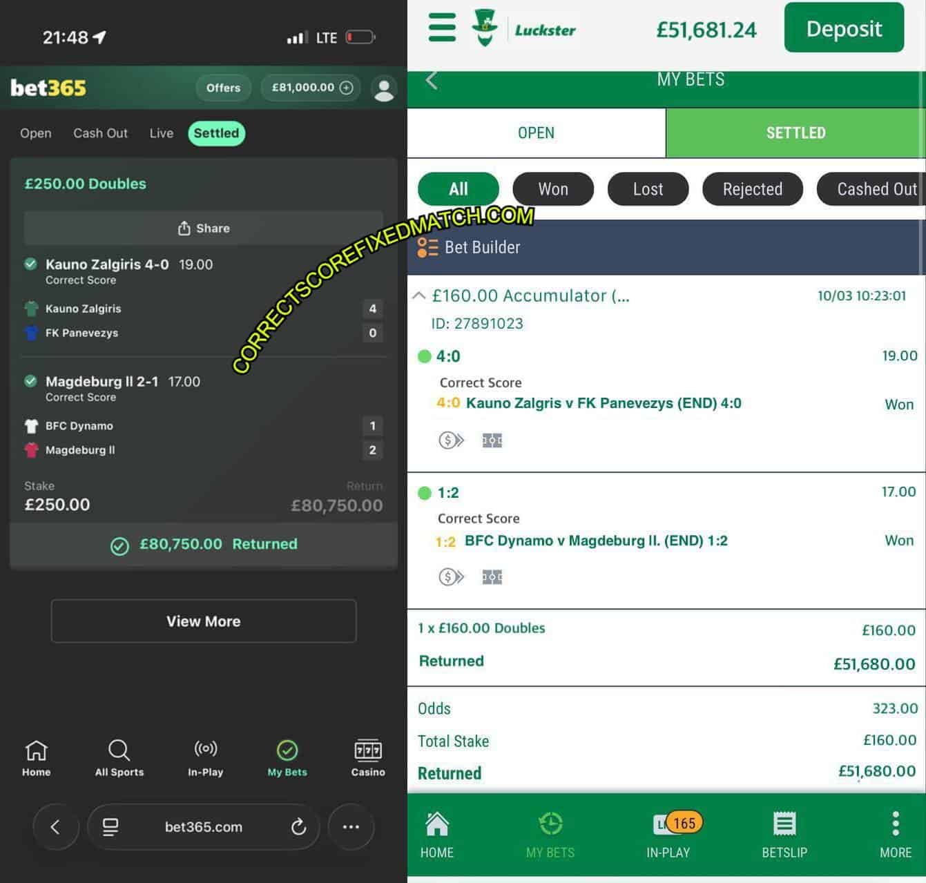 LUCKSTER CORRECT SCORE FIXED MATCHES LUCKSTER CORRECT SCORE FIXED MATCHES