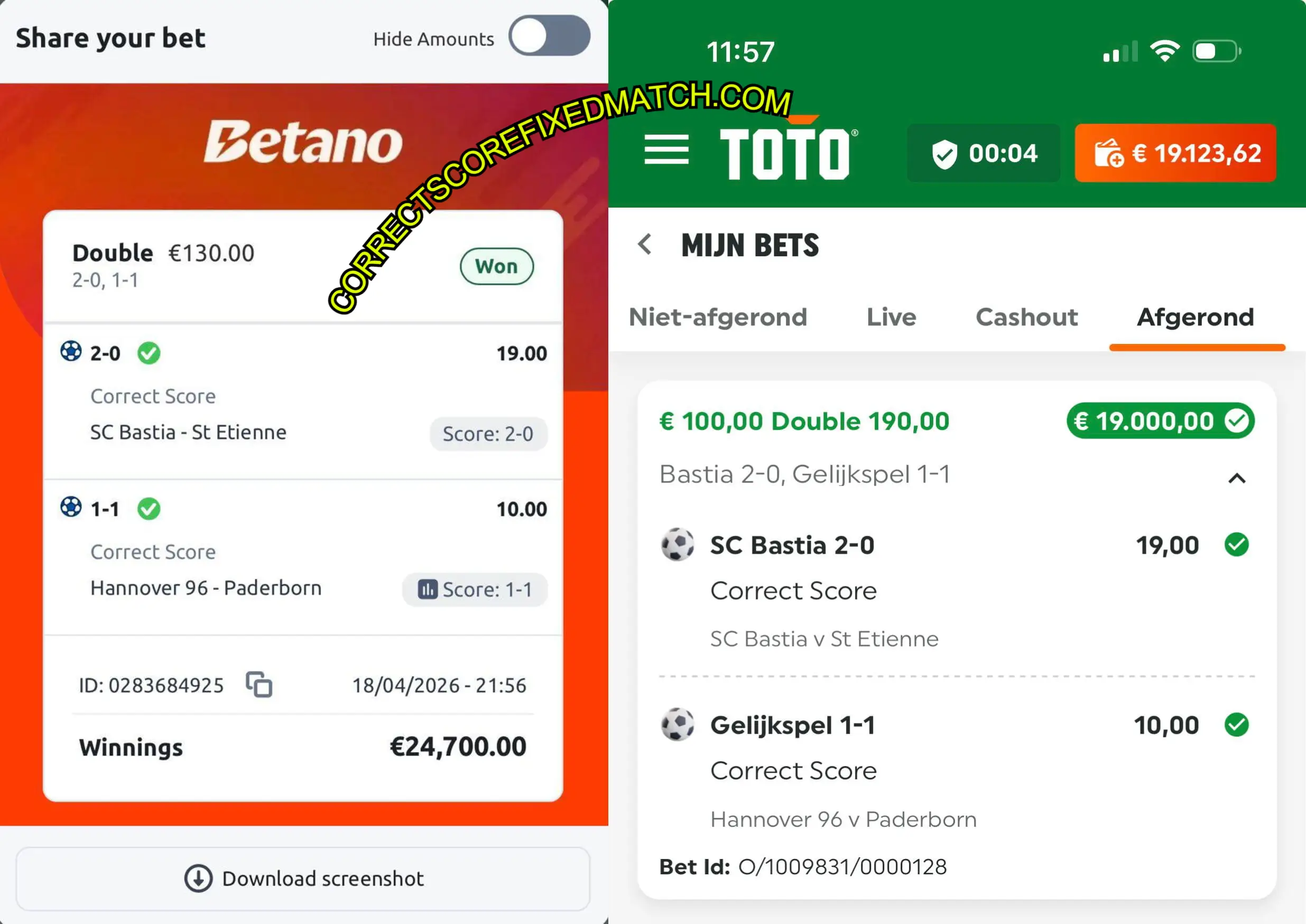 TOTO FIXED CORRECT SCORE MATCHES TOTO FIXED CORRECT SCORE MATCHES