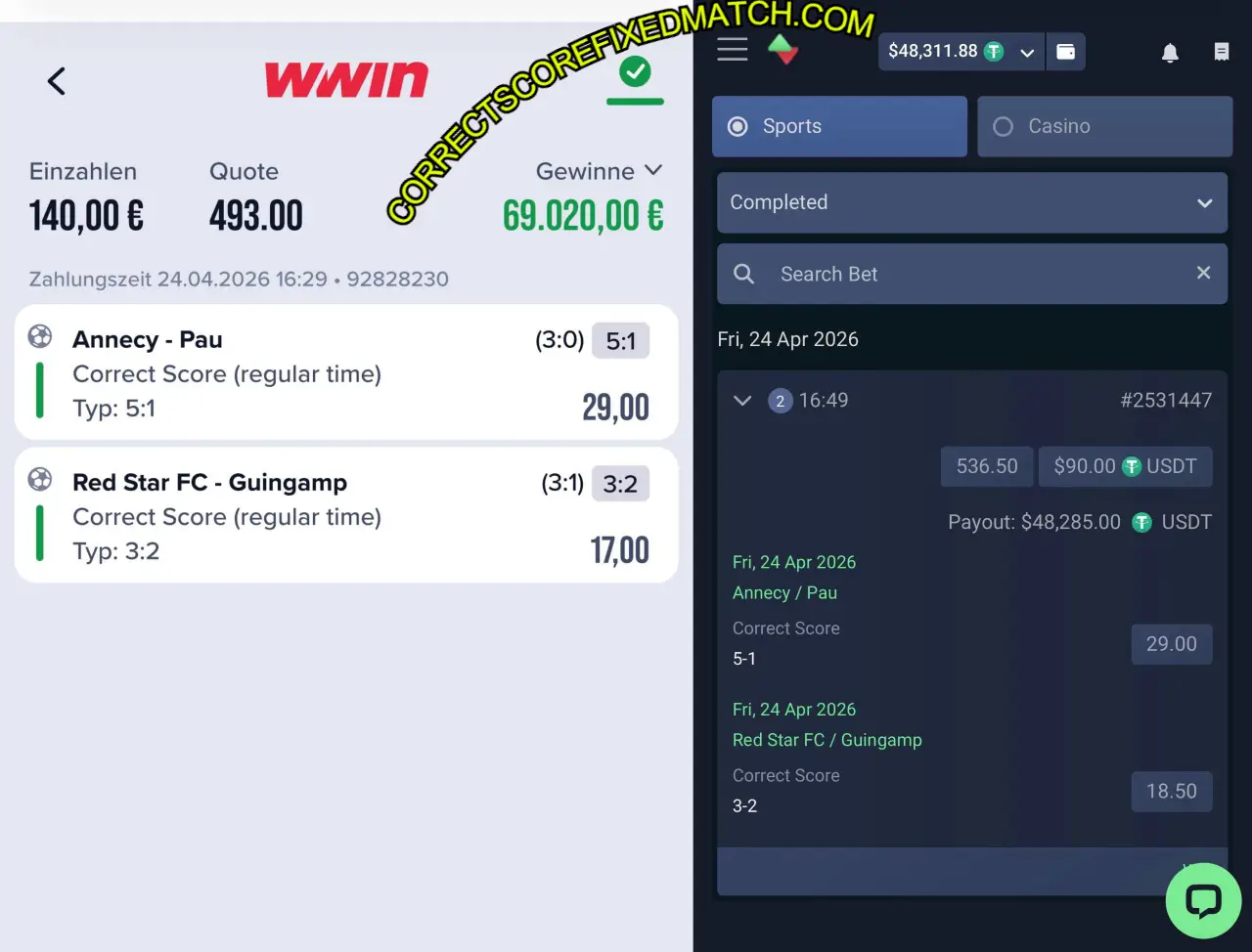 WWIN CORRECT SCORE BETTING MATCH WWIN CORRECT SCORE BETTING MATCH